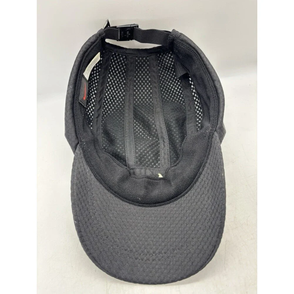 Vintage Nike 5 Panel Hat Black Mesh Running Camp Cap Y2K